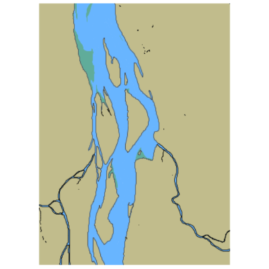 Picture of East Siberian Sea. Kolyma River. Middle Part of Pokhodskaya Distributary.