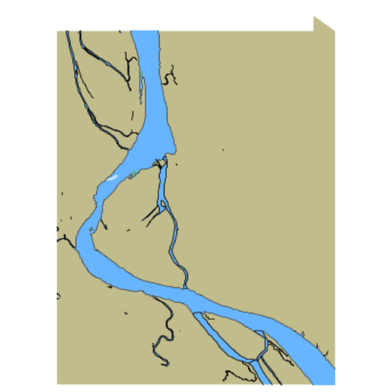 Picture of East Siberian Sea. Kolyma River. Pokhodskaya Distributary. Approaches to Pokhodsk Settlement