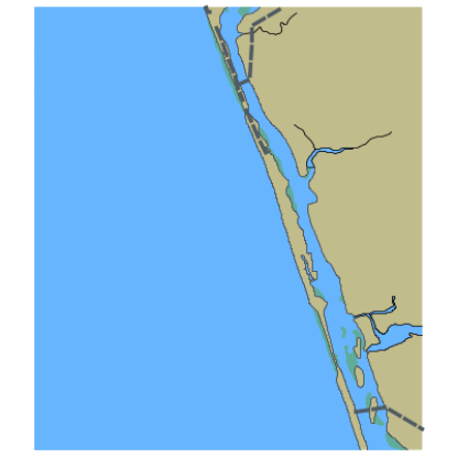 Picture of Sea of Okhotsk Kamchatka Coast Peninsula Mouth Stretch of Bol&apos;shaya River Pervaya Rechka To Parallel 52°42&apos;