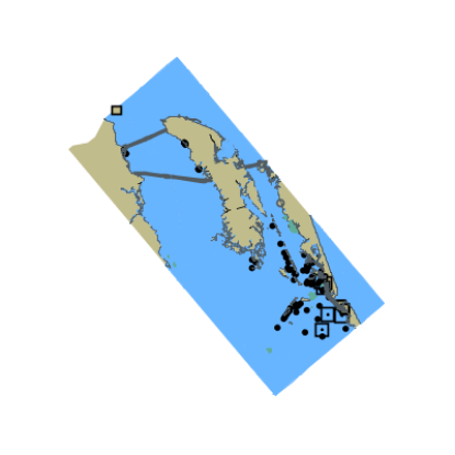 Picture of Pamlico Sound to Albemarle Sound including Oregon Inlet - Croatan and Roanoke Sounds